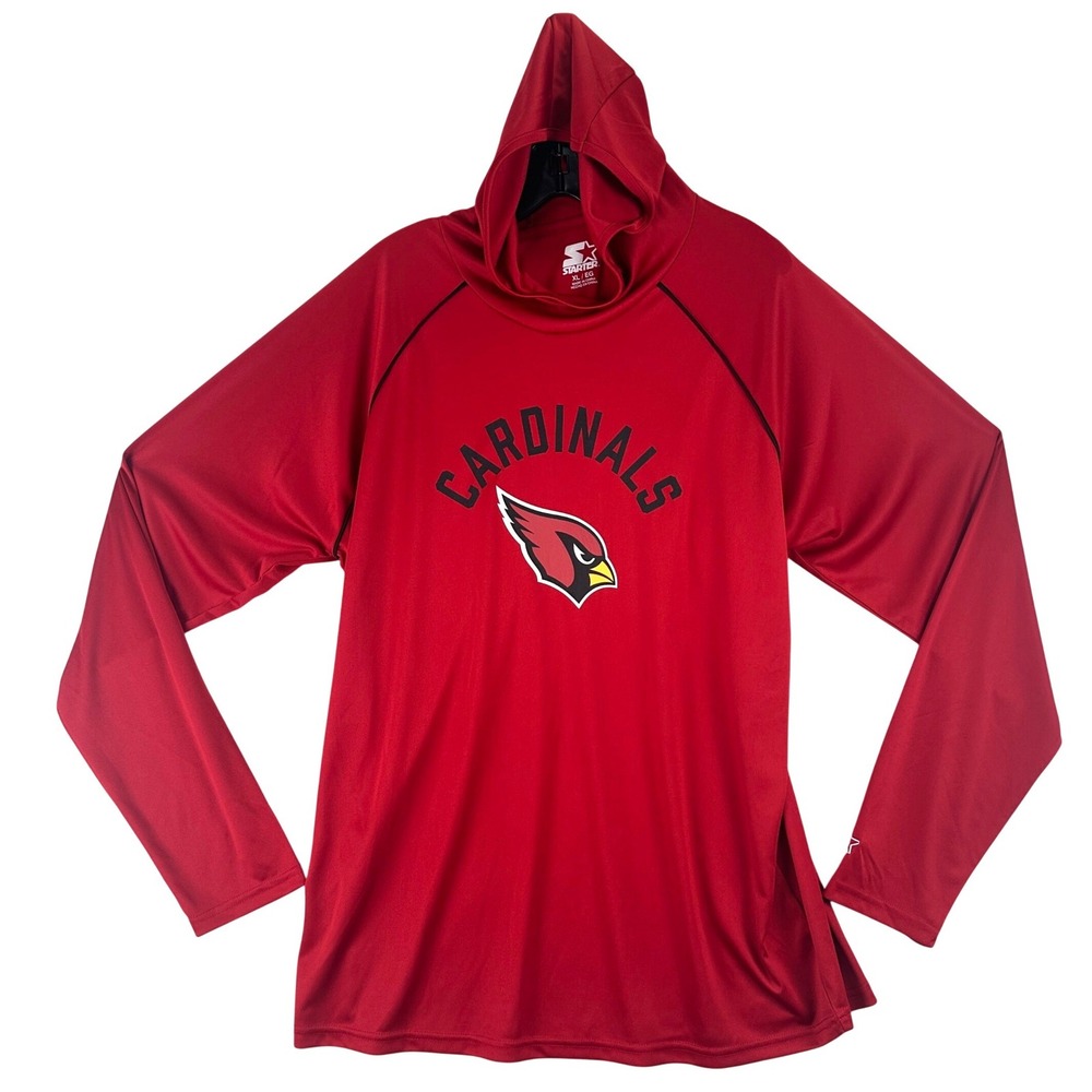 Starter Arizona Cardinals Hooded Shirt Mens XL Red NFL Sportswear Gameday